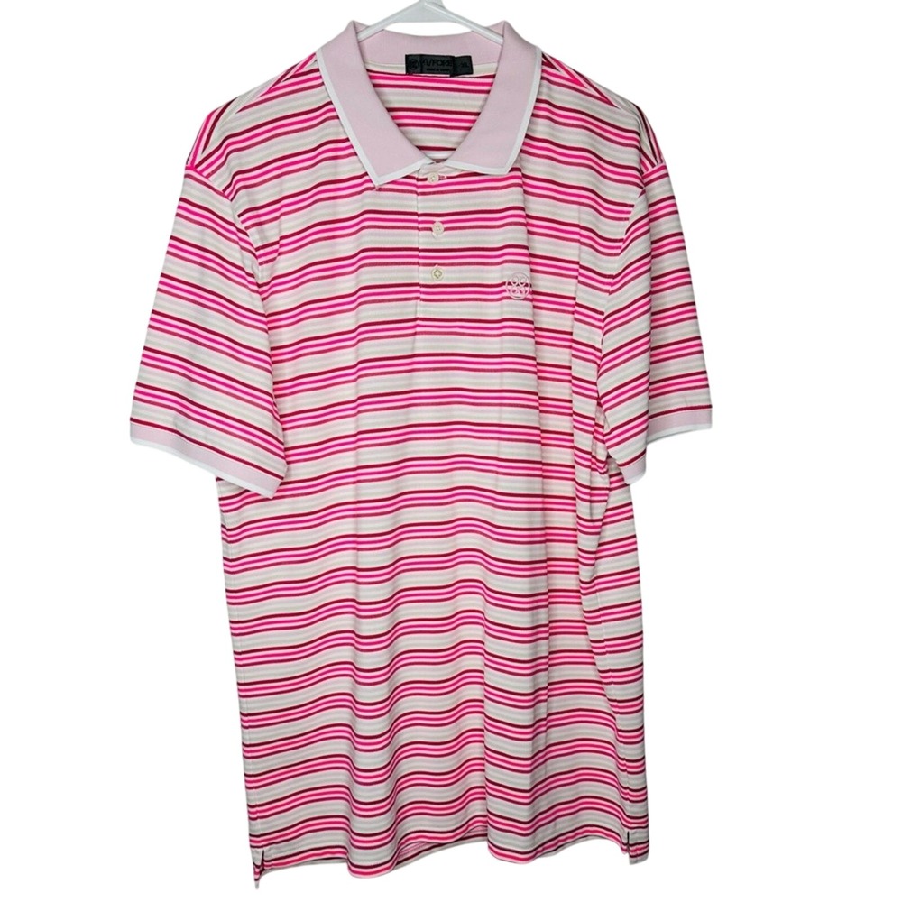 G/Fore G4 Cinque Striped Collar‎ Polo Golf Shirt XL Short Sleeve Athleisure